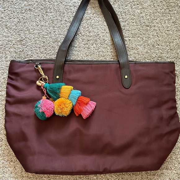 Ralph Lauren Elegant Brown Tote Bag with Colorful Tassels - Picture 1 of 6